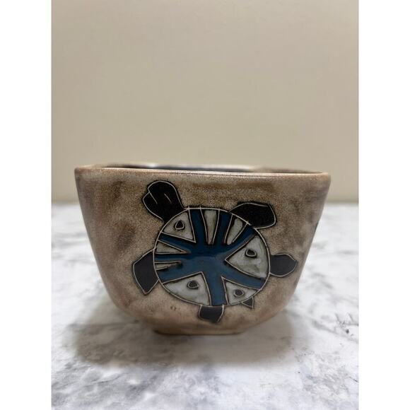 Handmade Artsy Mara Stoneware Turtle Coffee Mug Ceramic Brown Painted Mexico - Picture 2 of 9